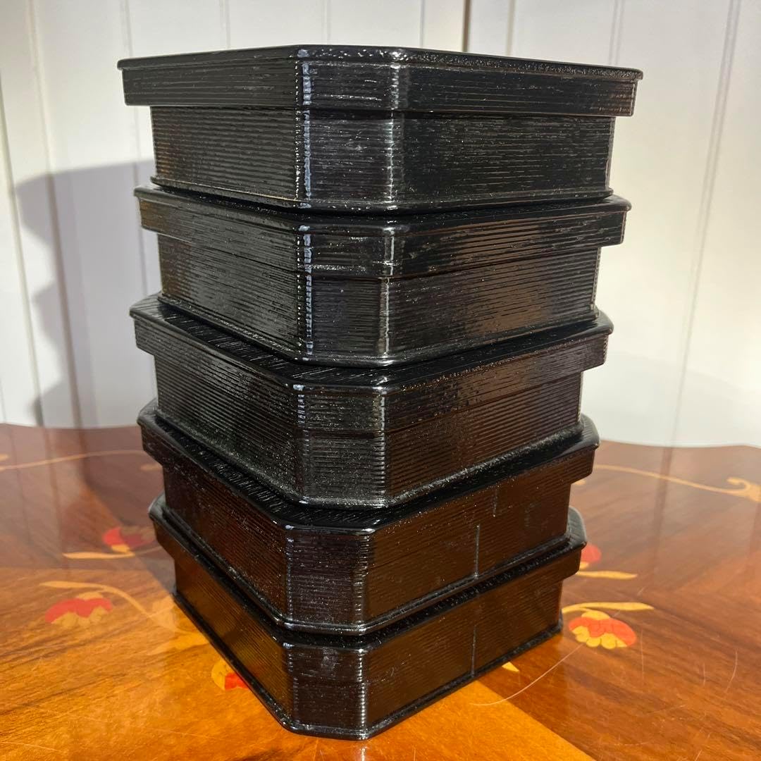 箱入 茶道具 柿合 一ヶ折重 縁高 5重 サン蓋付