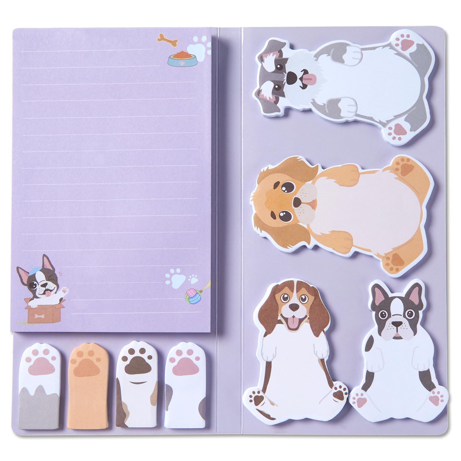 Hommie Cute Sticky Notes, Dog Sticky Notes Set Planner Dividers Self-Stick Notes Pads Animal Divider Tabs Bundle Writing Memo for Dog Lovers Home