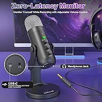 Vista 5 de ZealSound Micrófono Inalámbrico, Micrófono USB para iPhone PC iPad Teléfono Android - Micrófonos Condensadores de Escritorio Inalámbricos con Negro