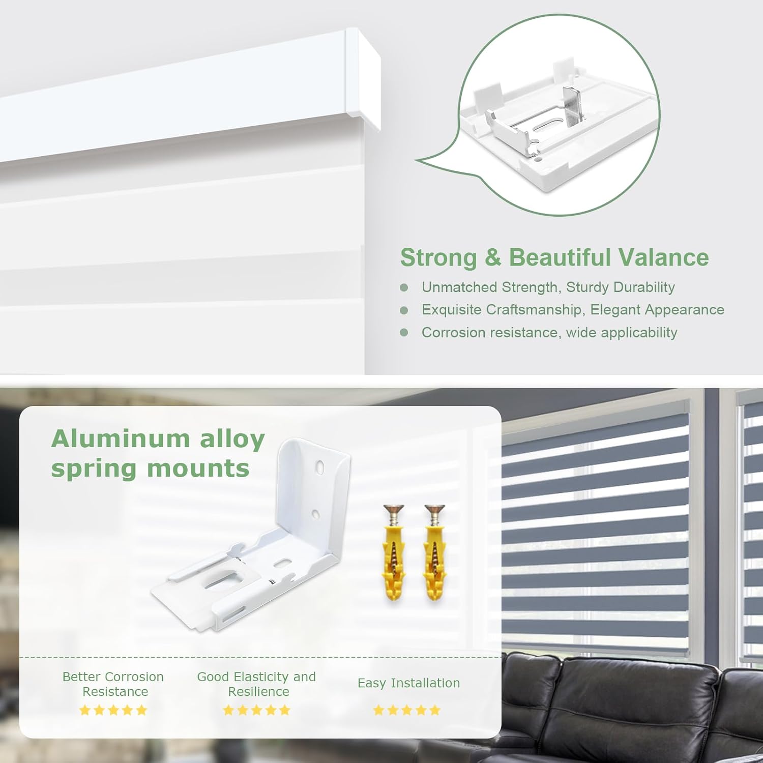 MING CHEN Motorized Blinds with Remote, Built-in Rechargeable Smart Blinds, Custom Size Electric Zebra Shades Compatible with Alexa Google (60% Shading Luxurious White)