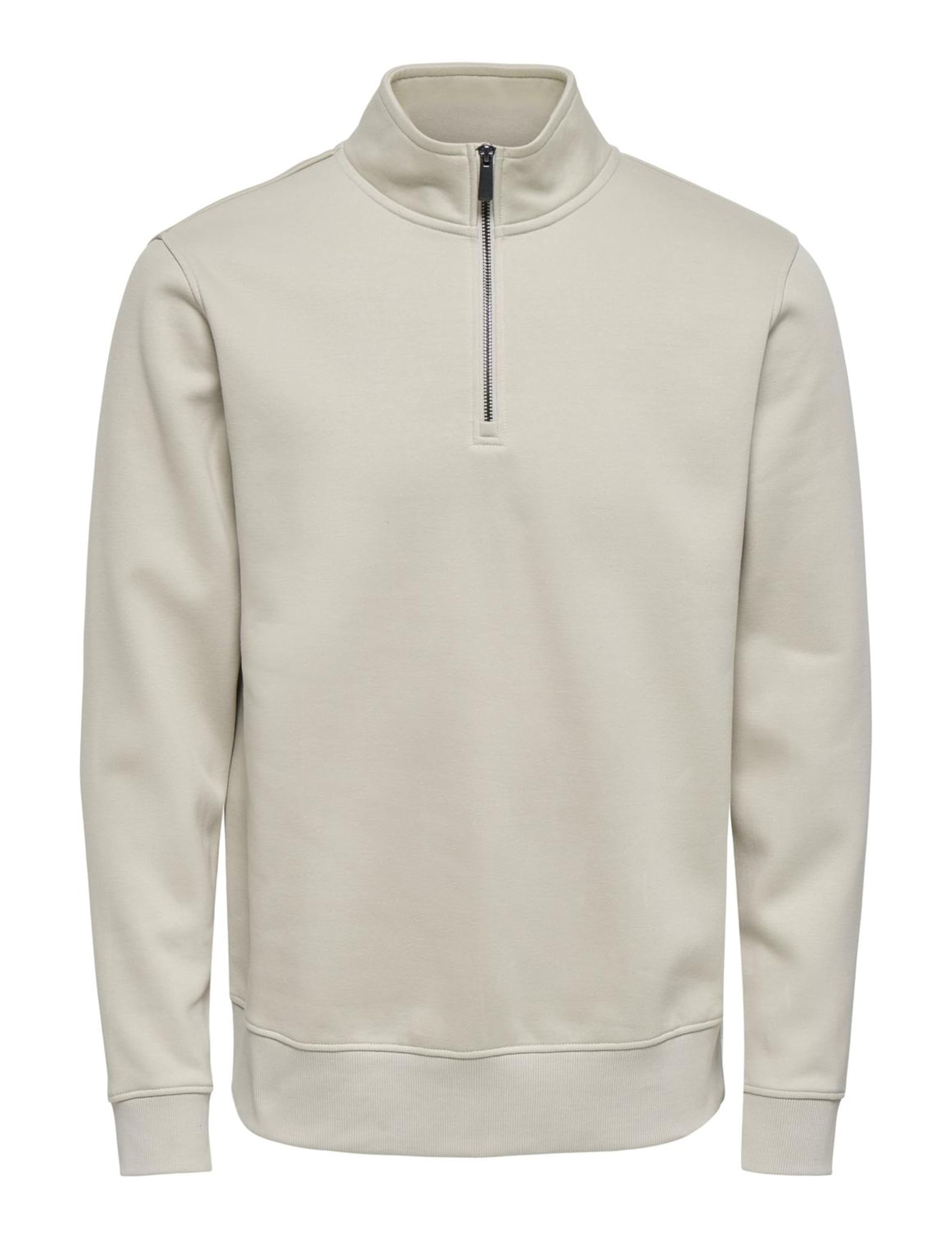 ONLY & SONS Onsceres Half Zip Sweat, Silver Lining, L