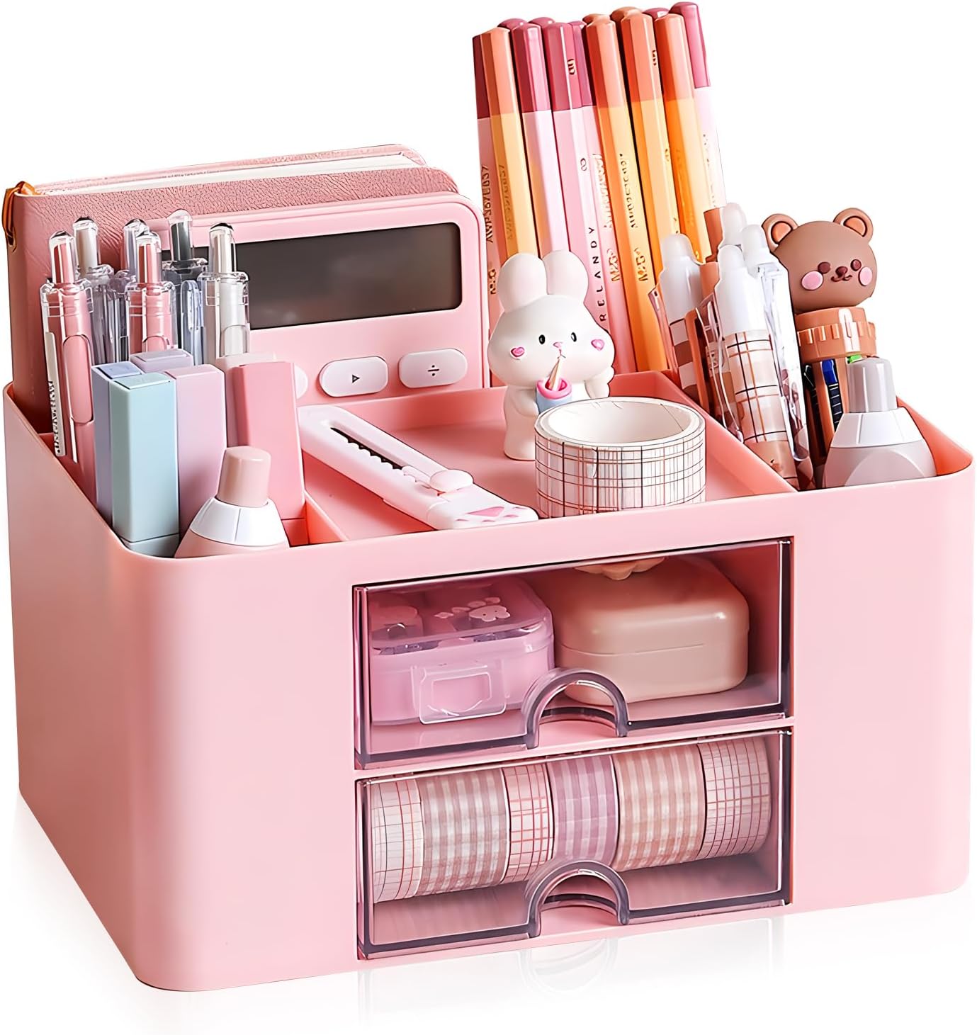 Desk Organizer with Drawers, 2 Drawer Storage Case Office Drawer