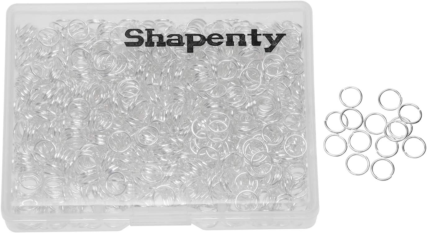 Shapenty 1000PCS Silver Plated Iron Open Jump Rings Connectors Bulk for DIY Craft Earring Necklace Bracelet Pendant Choker Jewelry Making Findings and Key Ring Chain Accessories (Silver, 8mm)