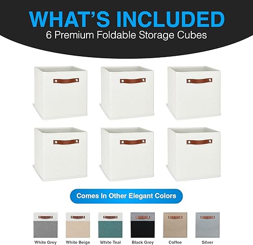 Miniatura 2 de Pomatree Cubos de almacenamiento de 13 x 13 pulgadas, paquete de 6, cubos de almacenamiento de tela de lino de 13 pulgadas para dormitorio, sala de