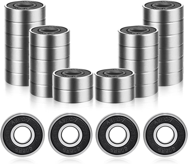 AIEX 30pcs 608RS ABEC-7 Skateboard Ball Bearings, Rolling Bearing Double Rubber Sealed Deep Groove Ball Bearings for Skateboard Scooter Inline Skates 3D Printer