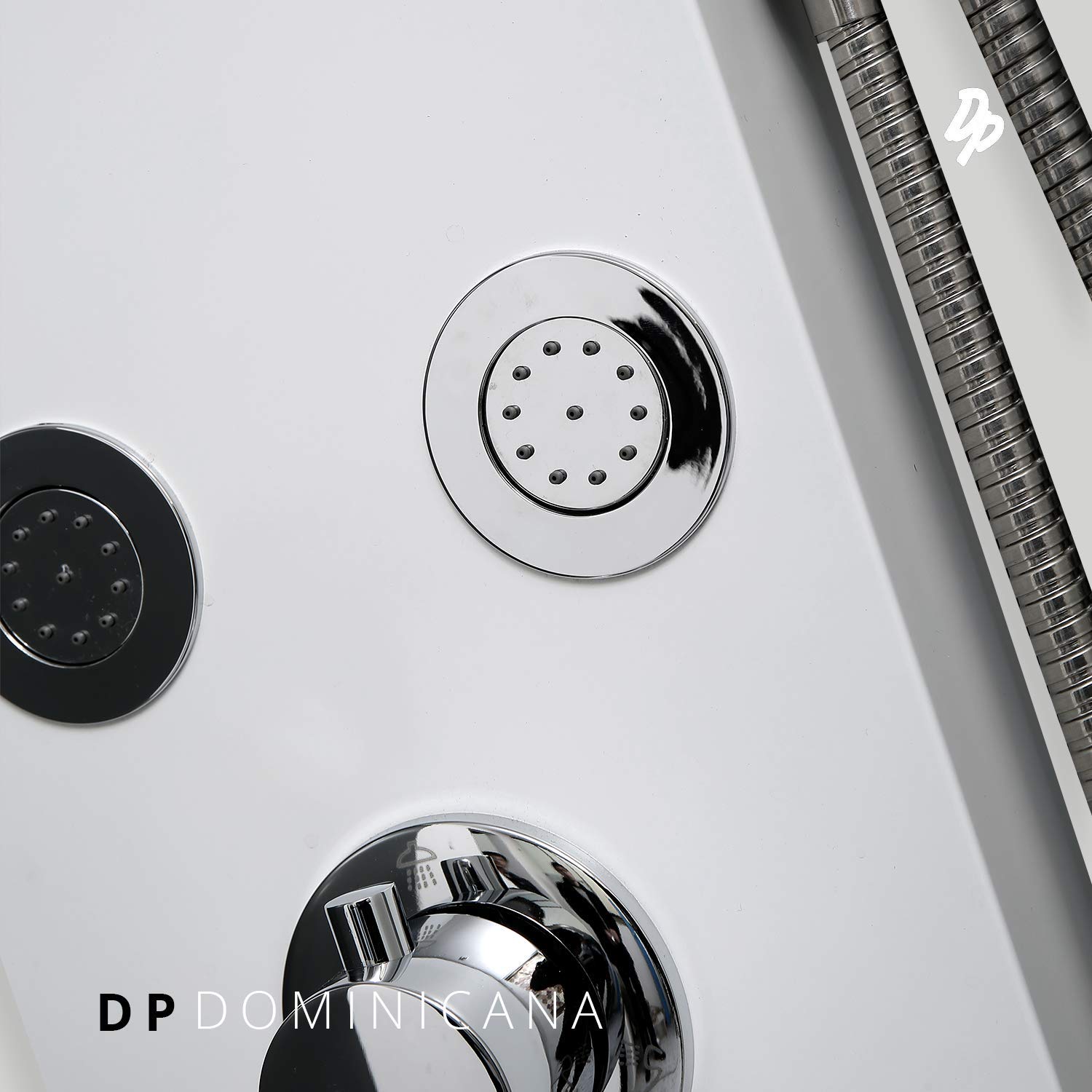 DP Grifería Dominicana- Columna de hidromasaje termostática en aluminio blanco