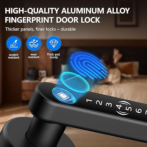 Miniatura 5 de Cerradura inteligente de puerta de huella dactilar, tarjeta IC, aplicación móvil, cerradura de puerta de entrada sin llave, para hogar, hotel,