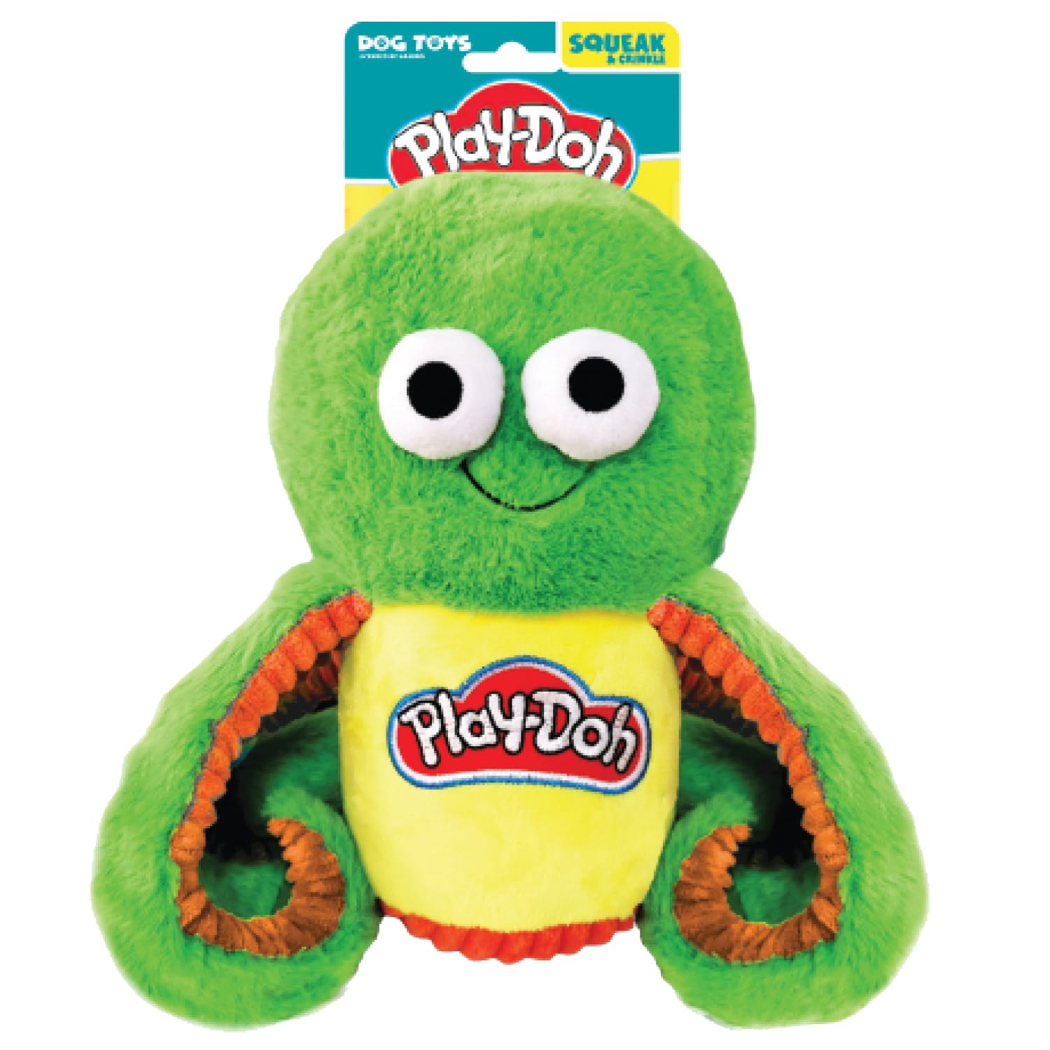 Hasbro Play-Doh Octopus Can Dog Toy, 10-Inch Squeaker and Crunch Toy for Dogs, Green