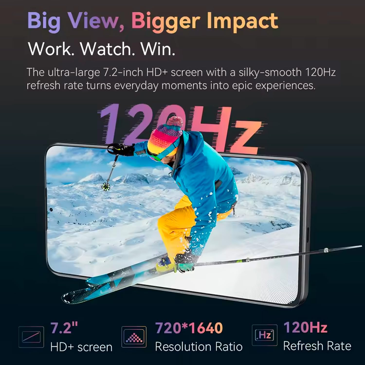 Note 60 - Smartfon 4G 7.2" HD+ 120Hz, 16GB RAM (6GB+10GB Rozs.), 128GB ROM, Aparat 48MP, Bateria 7000mAh, Android 15, Unisoc T615, Tytanowy Szary