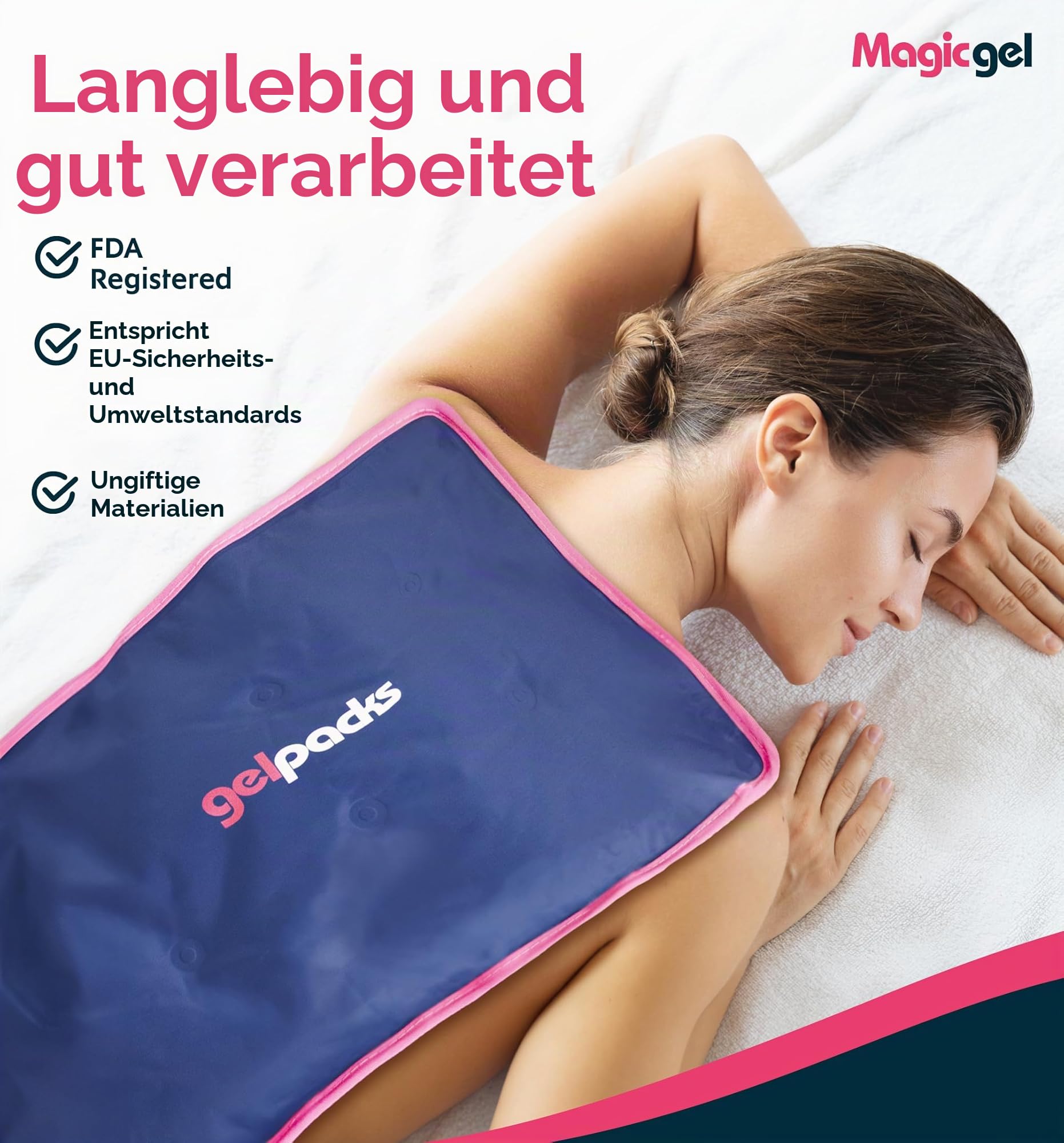 Magic Gel Großes Kühlpads Gel Kühlkissen Ice Pack - 38x28cm Kühlpacks Kühlkissen Gel - Kühlakku Groß Kühlgelkissen - XXL Kühl Ice Pad - wiederverwendbares Kühlpad