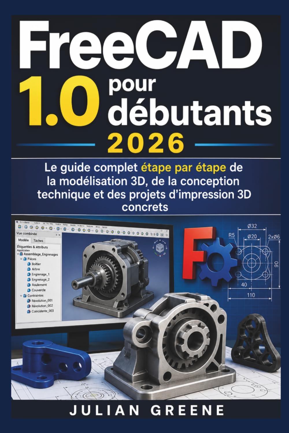 FreeCAD 1.0 pour débutants 2026: Le guide complet étape par étape de la modélisation 3D, de la conception technique et des projets d'impression 3D concrets