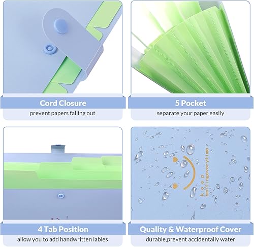 Miniatura 4 de Carpeta clasificadora acordeón bolsillos organizador de documento Skydue papel carta A4 Púrpura