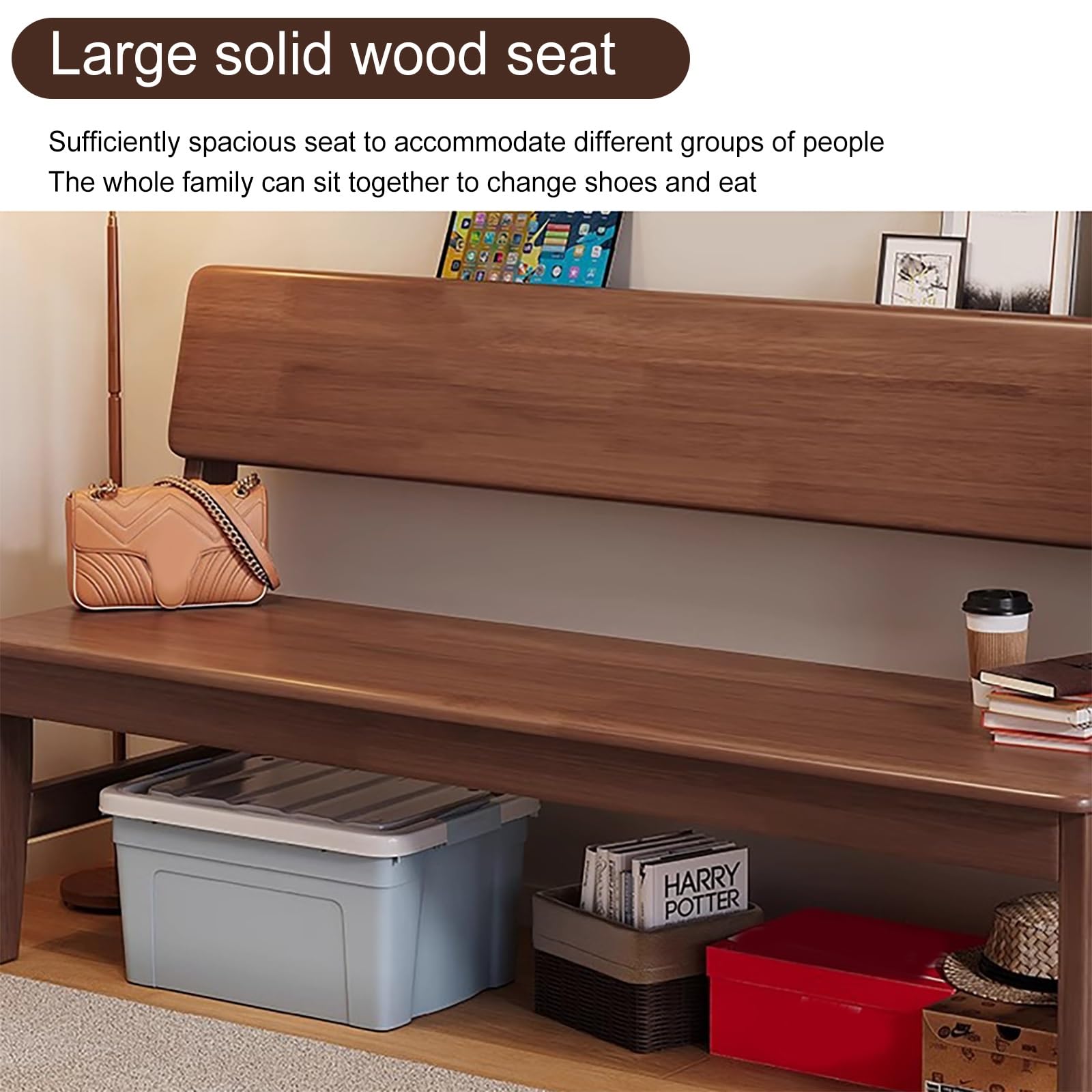 Banco de Comedor de Madera con Respaldo, Banco de Comedor Interior con diseño sin Brazos, para vestuarios, habitación, decoración Incluso Exterior(Wood,140 * 30cm/55 * 12in)
