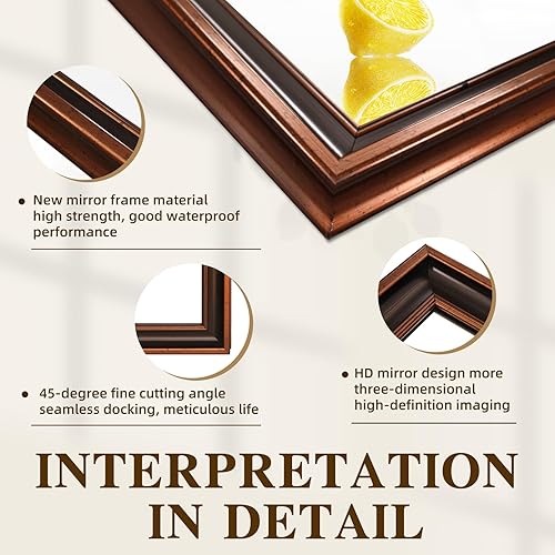 Miniatura 3 de Espejo de longitud completa de 43 x 16 pulgadas, espejos colgantes para colgar sobre la puerta, espejo de marco retro de cuerpo completo con