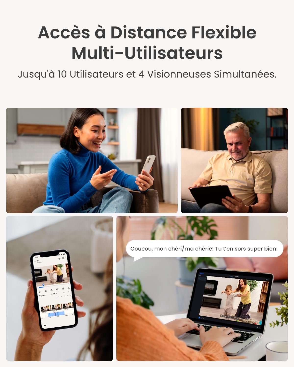 Reolink 4MP Interieur Caméra Surveillance WiFi – Vue à 360°, Suivi Automatique, Détection IA (Personne/Animal/Pleurs), Audio Bidirectionnel, Vision Nocturne, Mode Privé, sans Abonnement – ​​E1