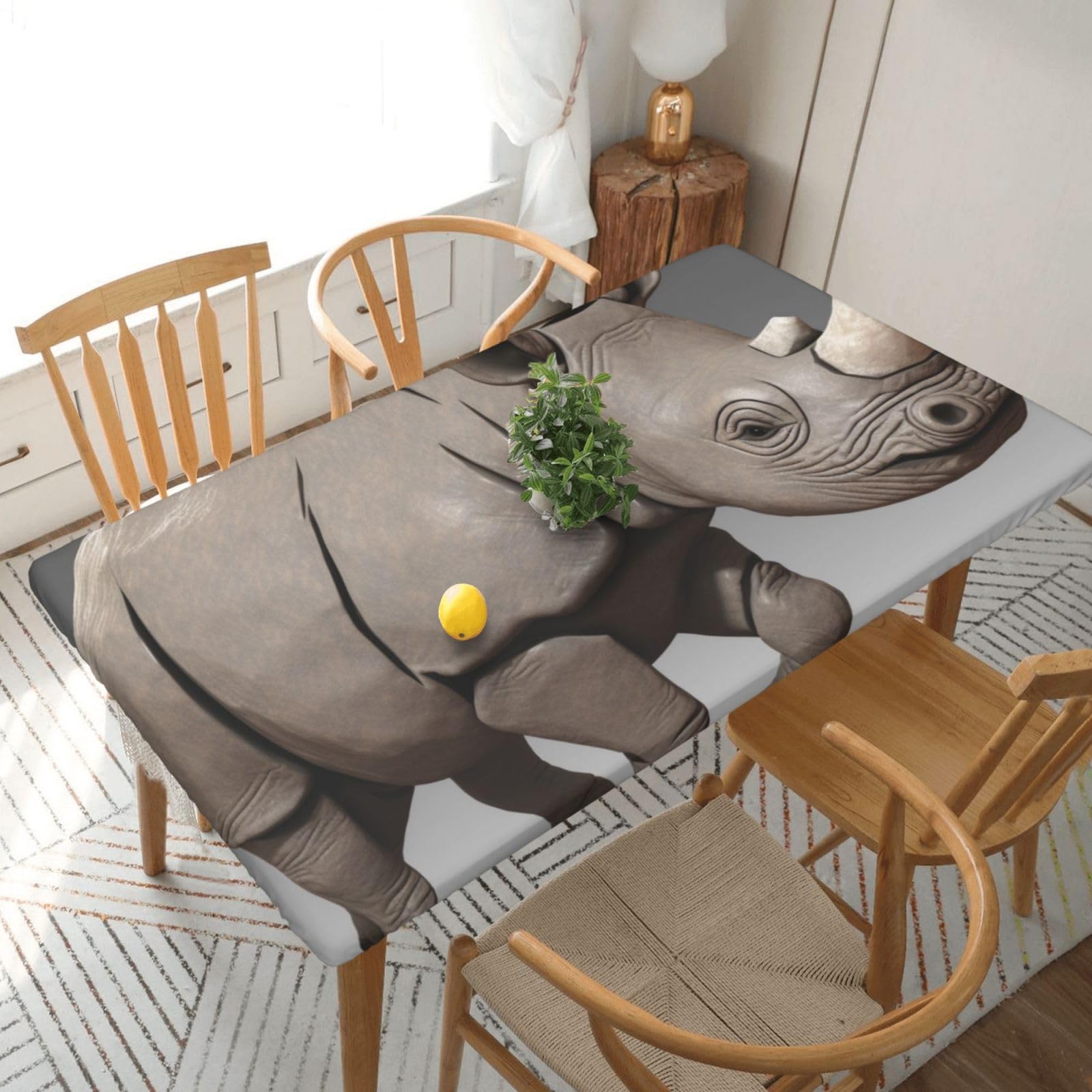 Nappe rectangulaire extensible rhinocéros pour table de 1,5m