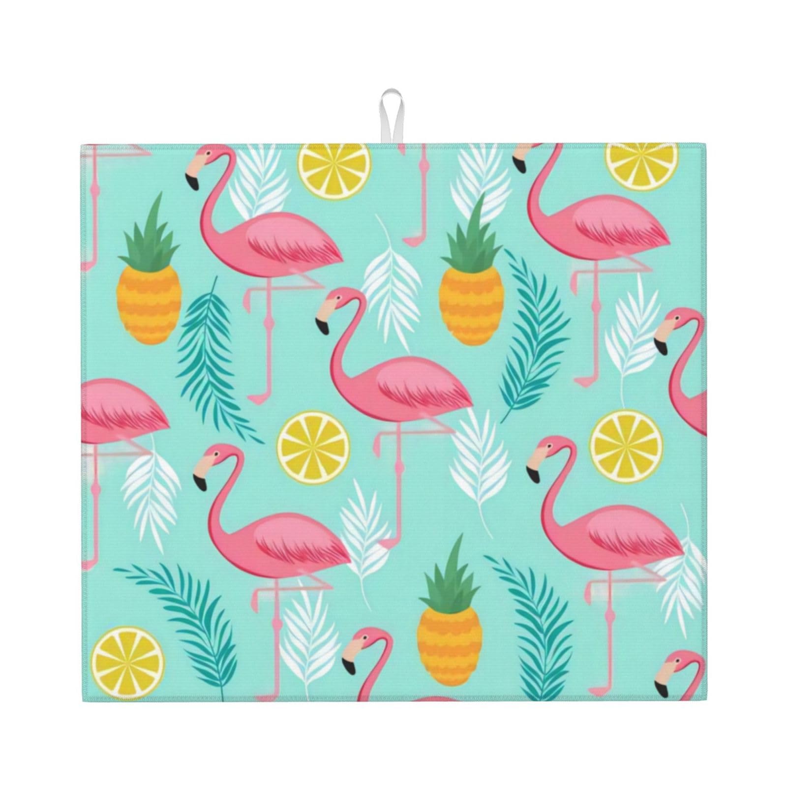 Yyhwhjde Black Flamingo Prints Kitchen Drying Mat – Absorbent Dish Throw For Countertop, Non-Slip Layer With Vibrant Prints, Ideal For Housewarming