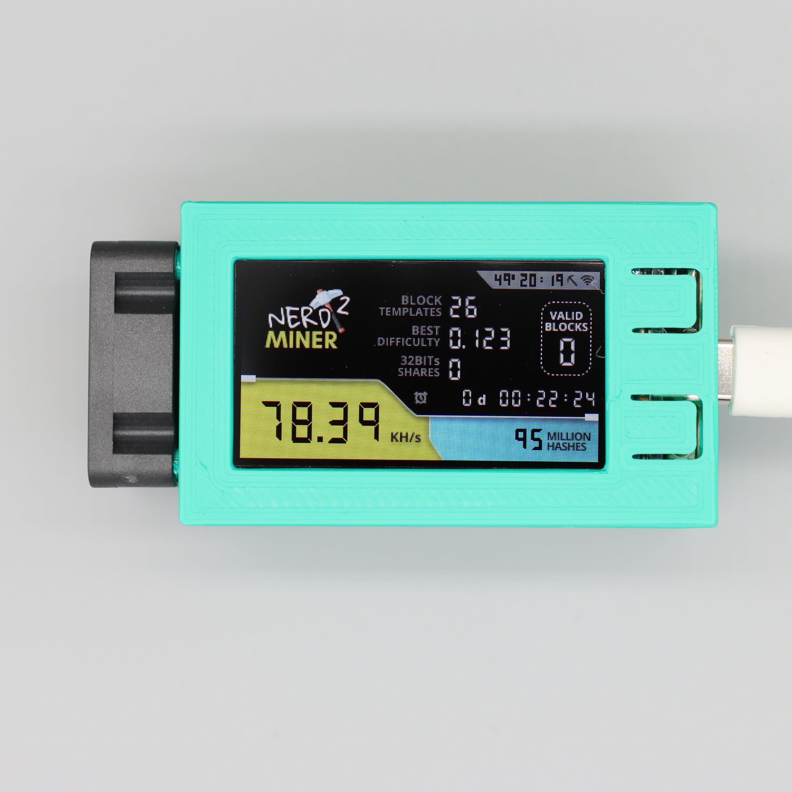 PhLEps Bitcoin Nerd Miner V2 Pro, 56K Hasrate, Zonne-energie, USB-C,  Luchtgekoeld, 1 Watt, Solo Loterij Miner : Amazon.nl: Elektronica