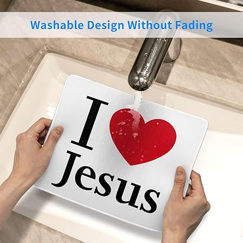 Miniatura 6 de Alfombrilla de mouse con texto en inglés "I Love Jesus", impermeable, para computadora de escritorio, tamaño 8.6 x 7 pulgadas