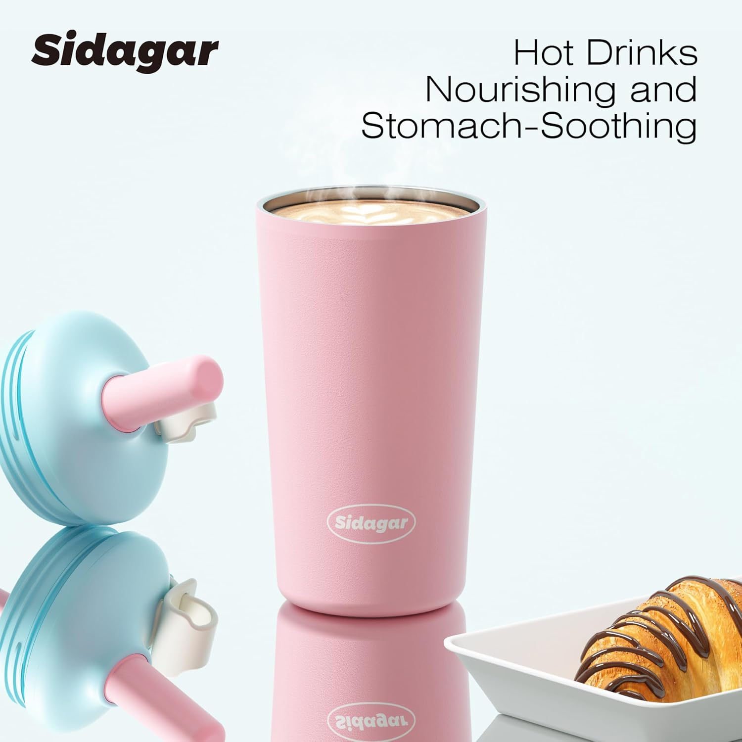 16 oz Coffee Tumbler, Stainless Steel Leak proof Travel Mug, Insulated Coffee cup with Lid and Straw, Drinks Flask for Women pink - Image 4