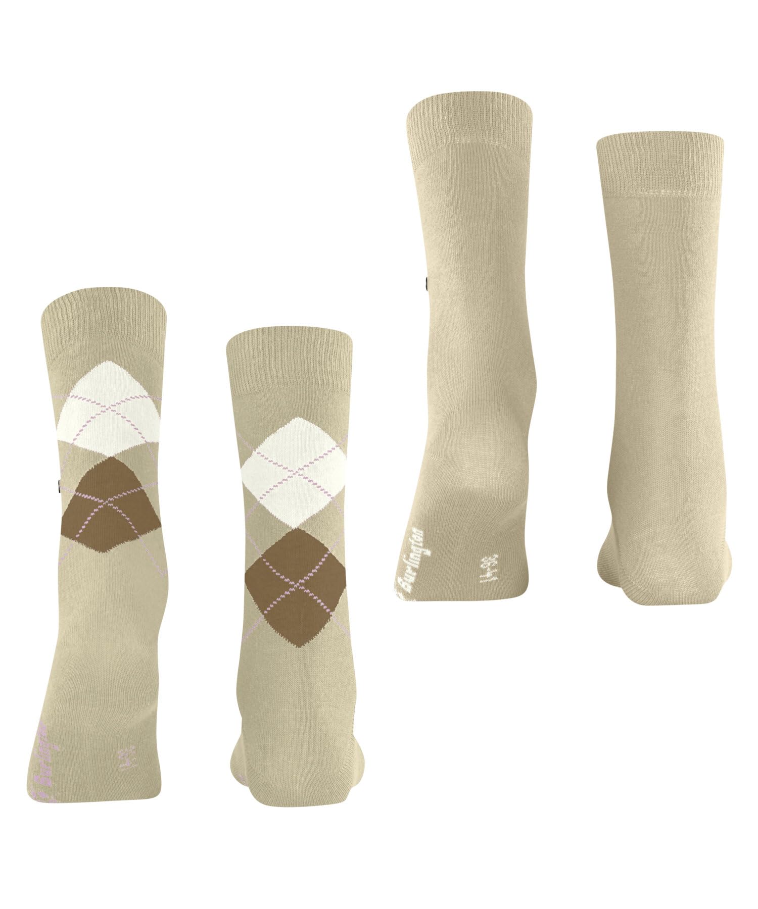 Burlington Kobiety Skarpety Everyday Mix Multipack W So Bawełna z wzorem 2 Pak, Beżowy Cream 4011, 36-41