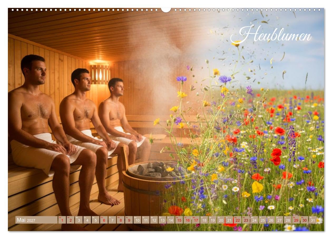 Sauna - Hitze, Duft, Genuss (hochwertiger Premium Wandkalender 2027 DIN A2 quer), Kunstdruck in Hochglanz: Der unsichtbare Luxus der Sauna – Aroma, ... und den Raum öffnen. (CALVENDO Gesundheit)