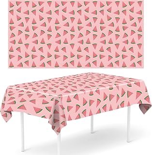 2 Pcs Watermelon Tablecloth,54 x 107 Inch Disposable Table Covers,Pink Watermelon Print Tablecloth for Picnic,BBQ,Summer Party,Beach,Pool,Birthday