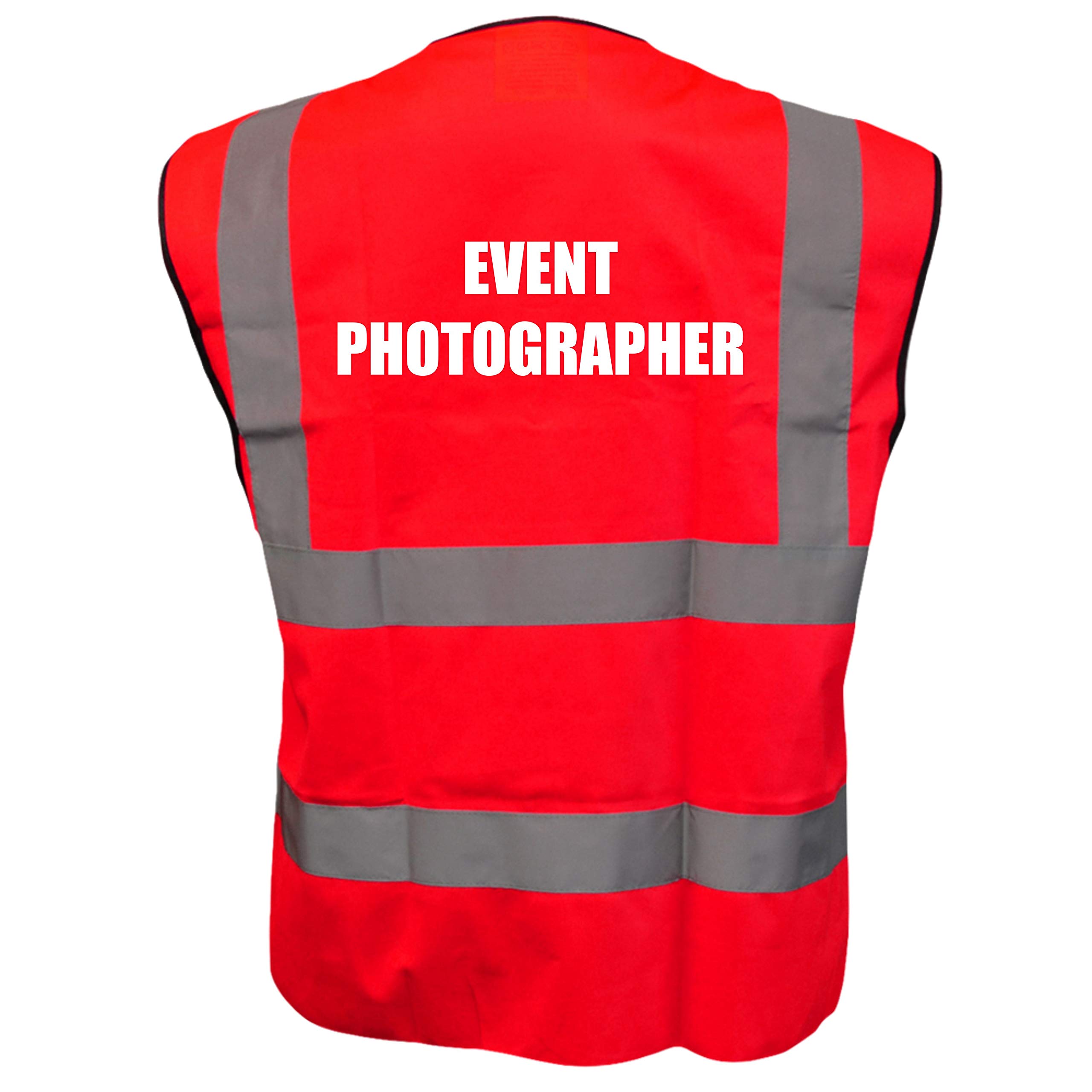 Brook Hi Vis Uk Unisex Red Hi Vis Vest Event Photographer Vest Waistcoat Safety Vest XX-Large