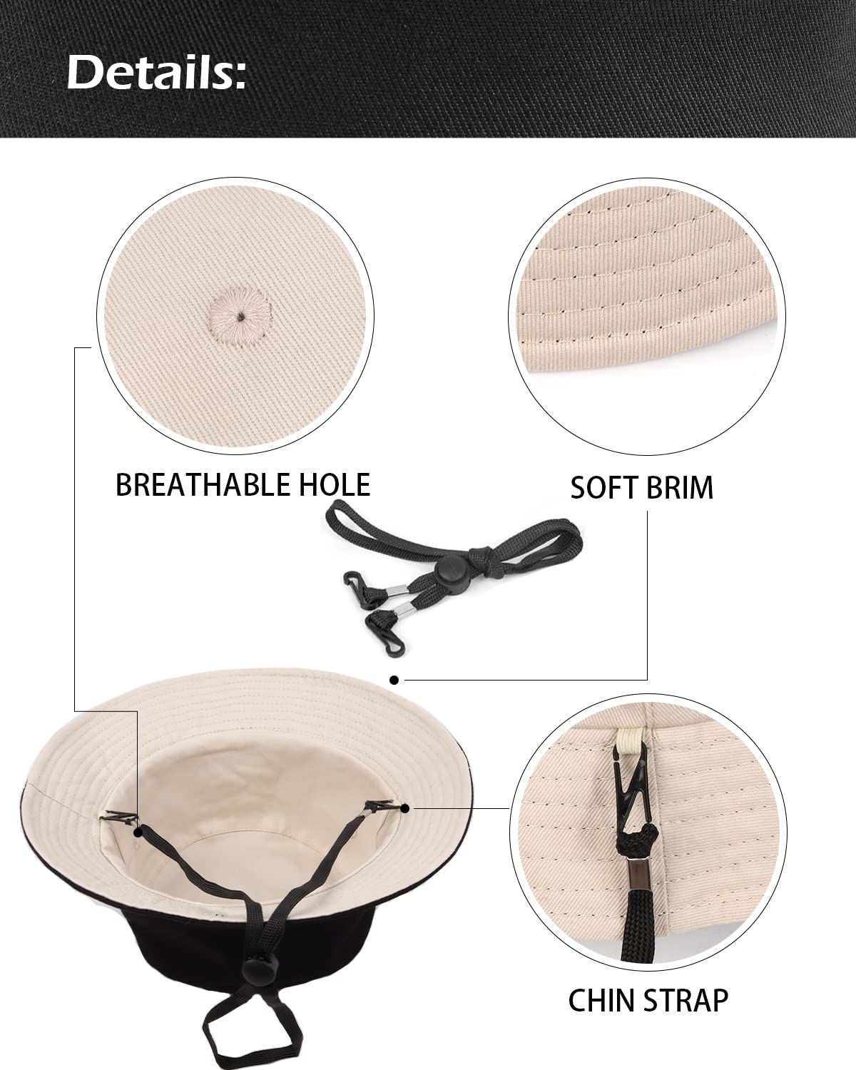 Feng Shui， Sombreros para el Sol L/XL/XX-Large,Sombreros de Pesca Reversibles Grandes,Sombrero de Pescador con protección UV de Doble Cara para Golf, Senderismo al Aire Libre