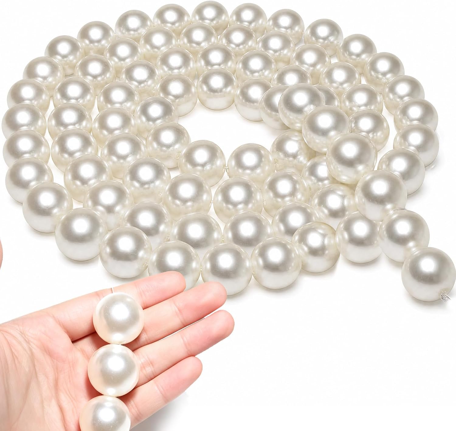 9 Ft Christmas Giant Pearl Garland Decorations 1 inch Faux Bead Garland