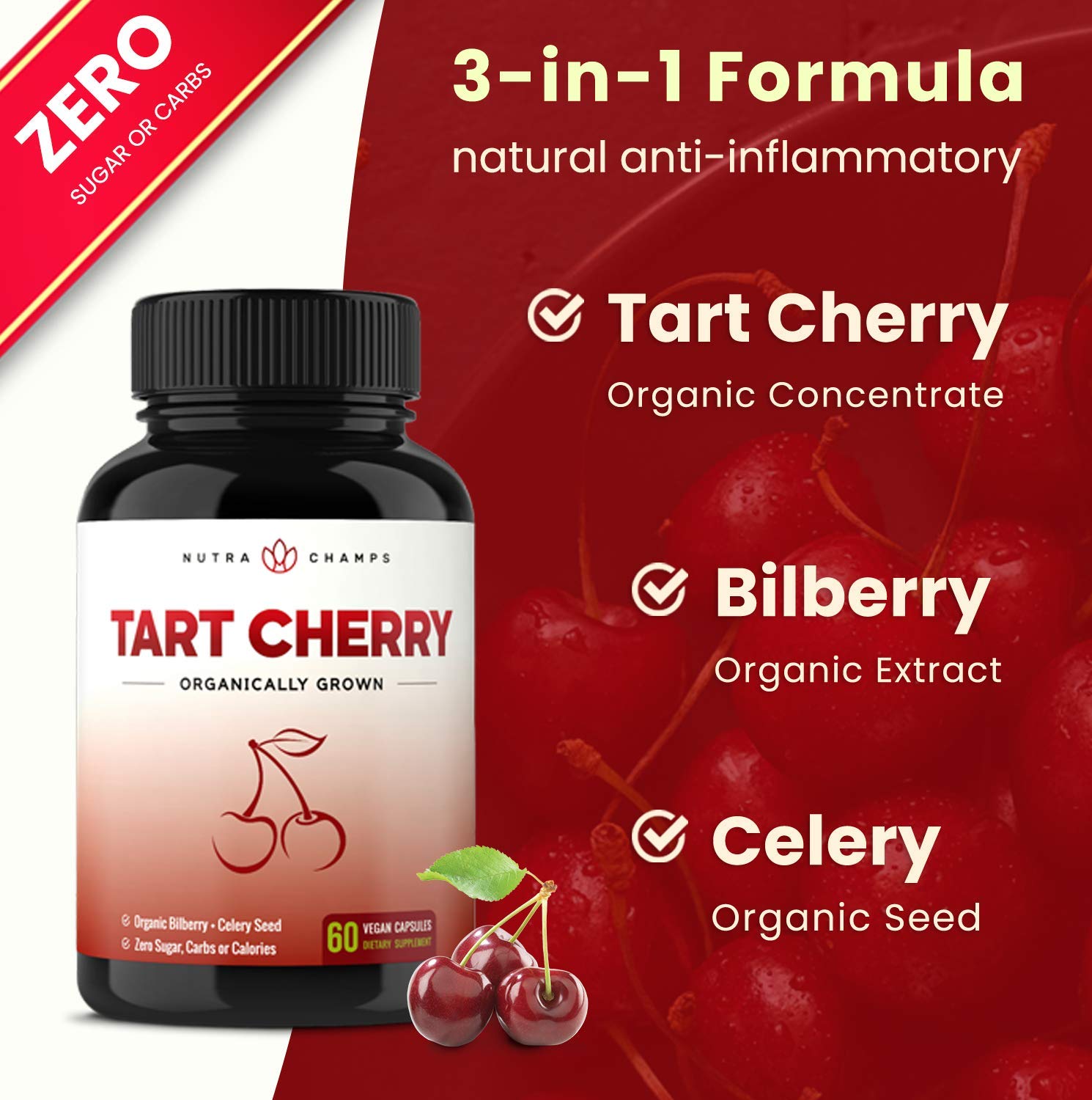 Organic Tart Cherry Extract Capsules Tart Cherry Supplement with