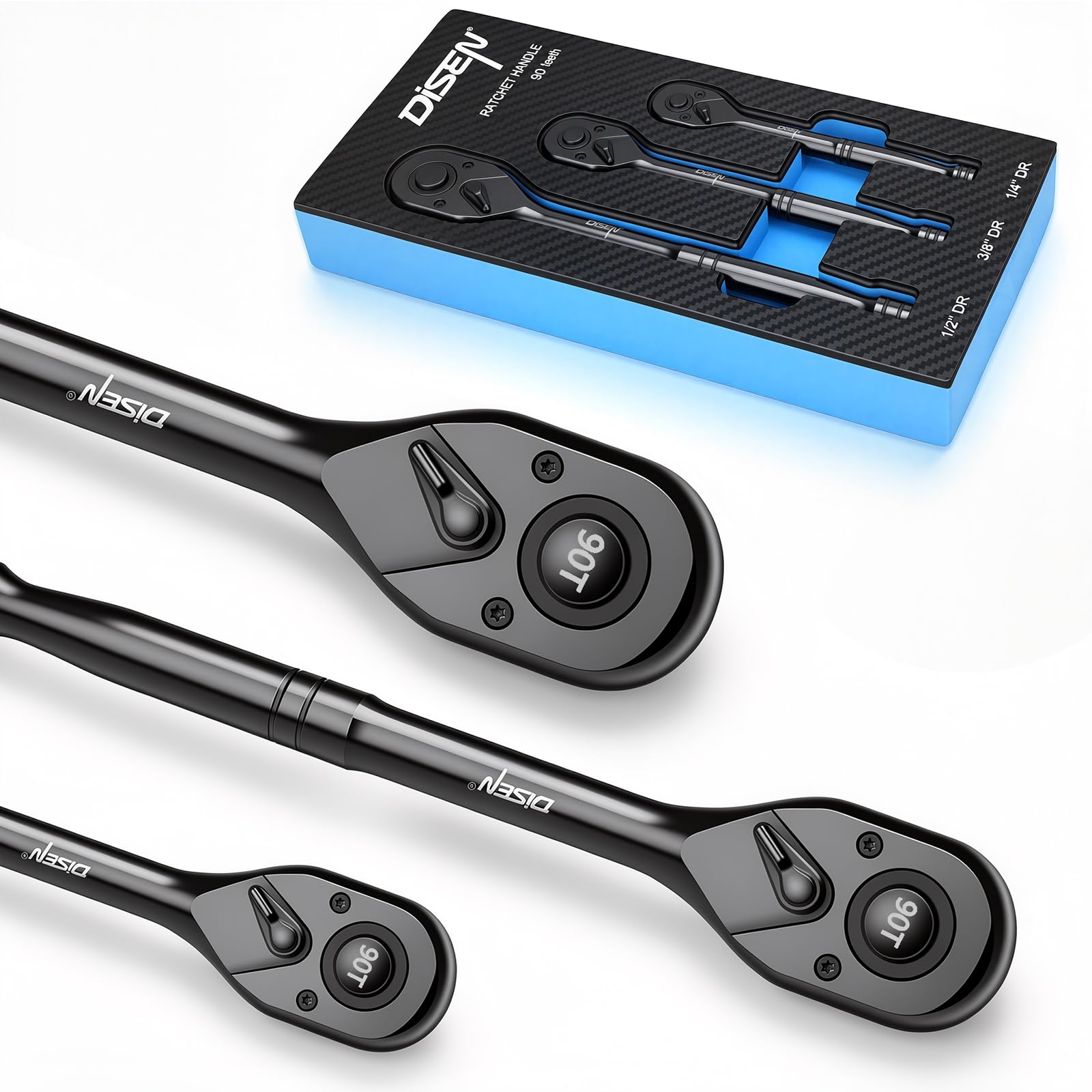 DISEN Flex Head Ratchet Set - 3 Piece Drive Set -9