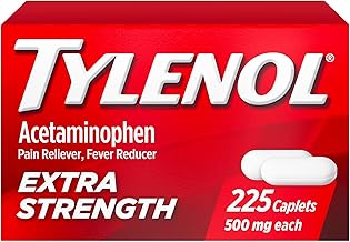 Tylenol Extra Strength Acetaminophen 500mg Caplets, Pain Reliever & Fever Reducer, Pain Relief Pills for Headache, Backache, Toothache, Minor Arthritis & Menstrual Cramps, Value Size, 225 Count