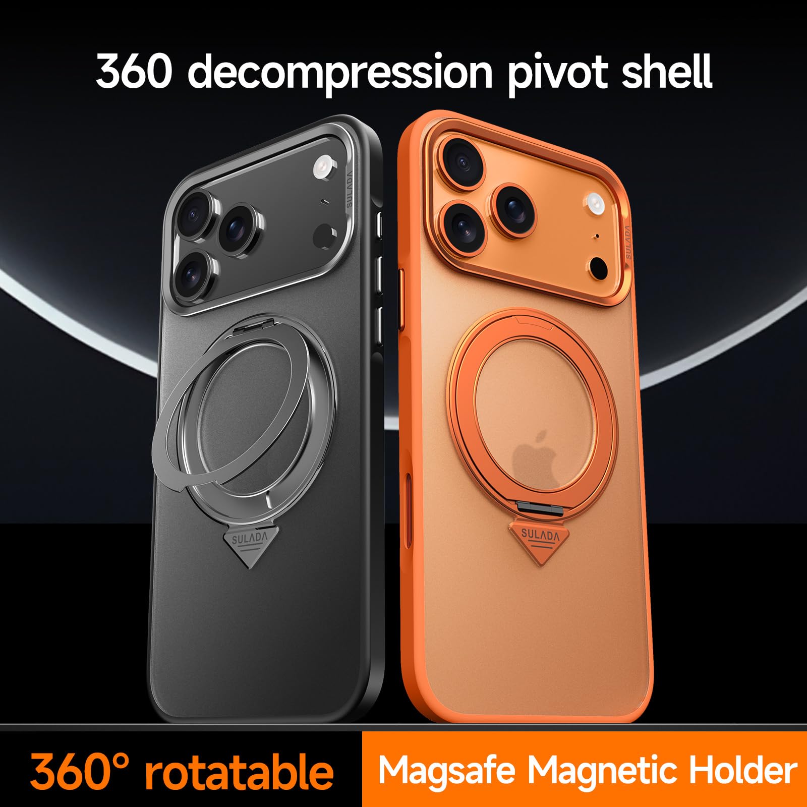 Funda Delgada Translúcida para iPhone 17 Pro Max/17 Pro/17 Air/17, con Soporte Giratorio de 360 ​​Grados, Antiamarilleo y Protección a Prueba de Golpes.-Grey||17 Air