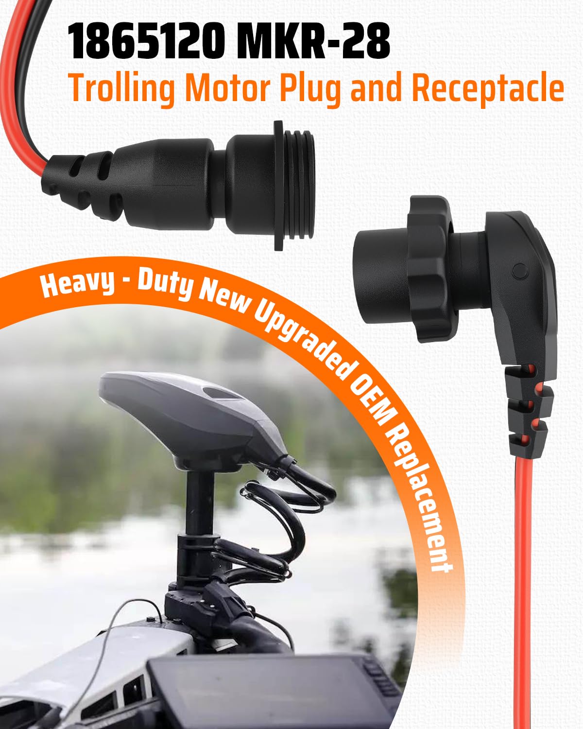 Enchufe y receptáculo para motor de arrastre para Minn Kota 1865120 MKR-28, impermeable, resistente, 8 AWG nominal a 60 A, apto para barcos marinos de agua dulce y salada