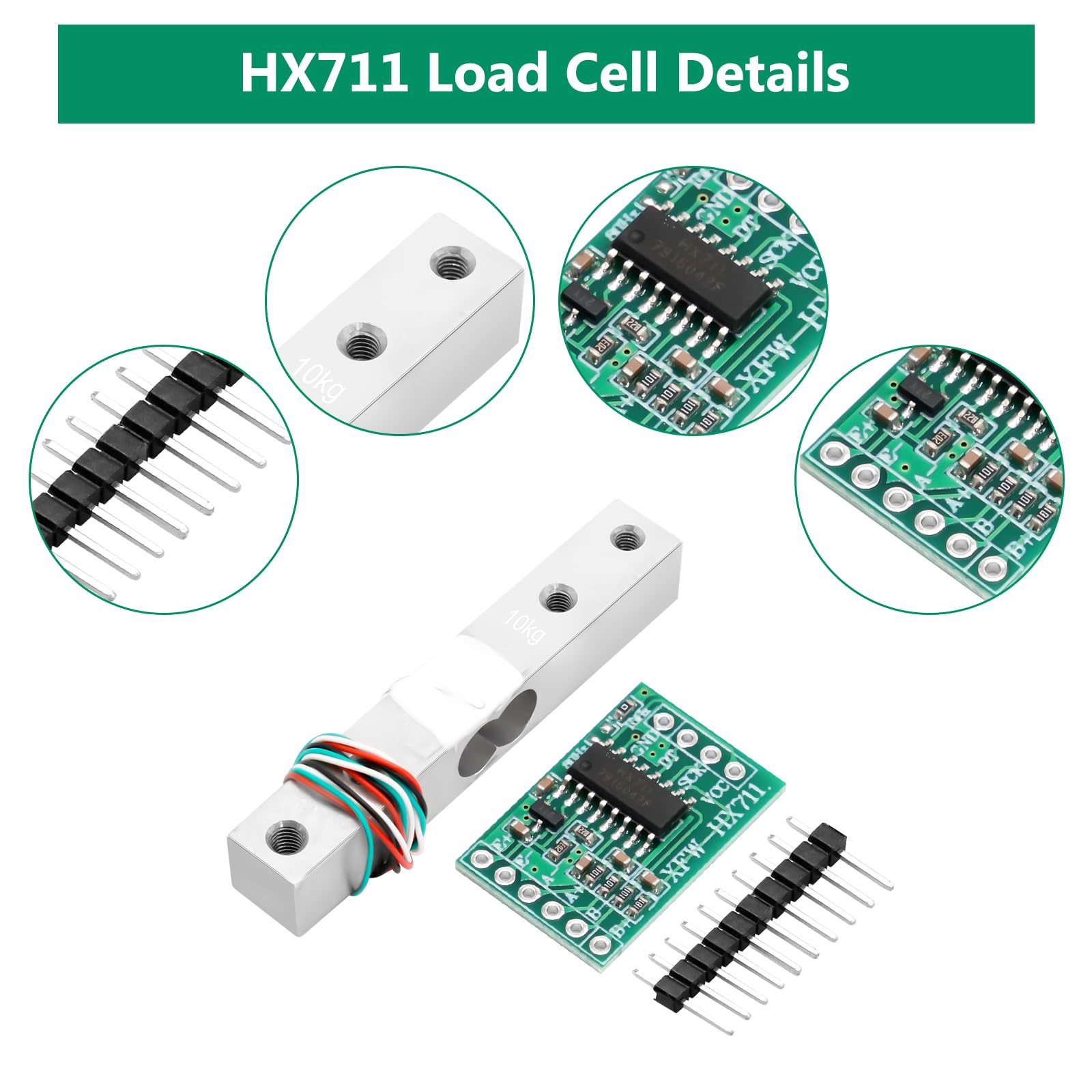 Binghe 10KG Celle di carico di piccole dimensioni con Modulo amplificatore HX711 AD Per bilance elettroniche da cucina portatili Compatibile con Arduino