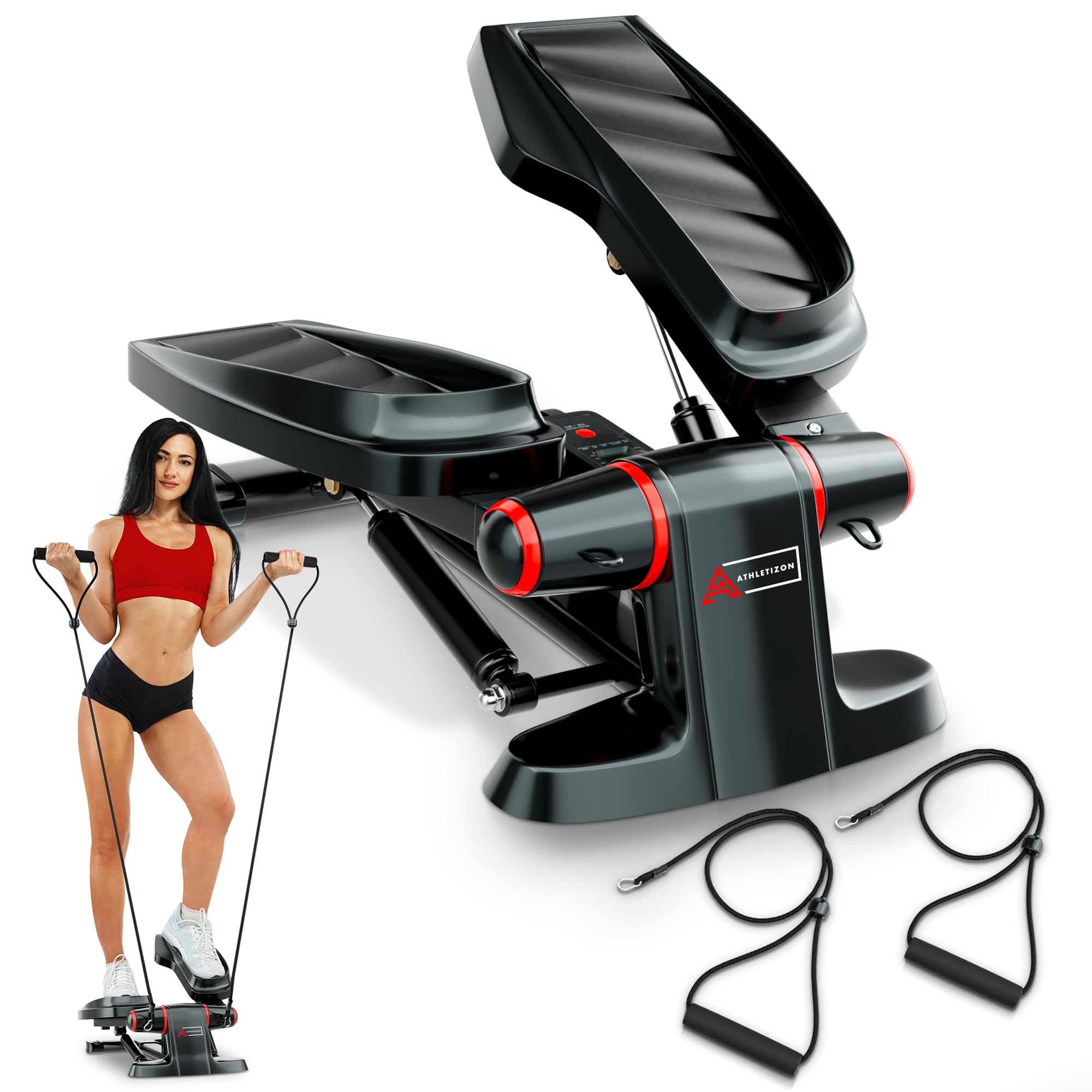 Stepper con fasce di resistenza per esercizi a casa, saliscale e stepper con fasce di resistenza per allenamento completo del corpo
