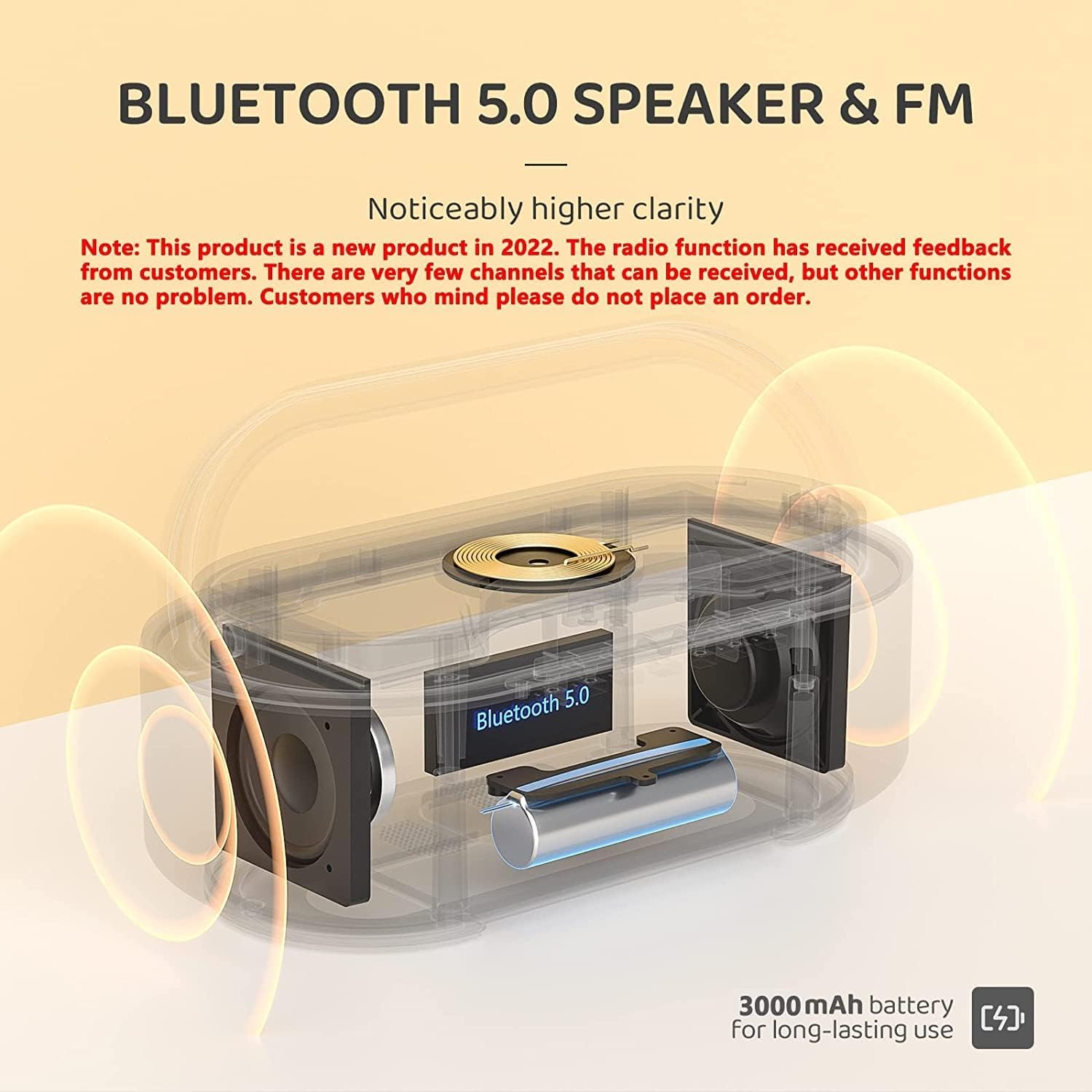 COLSUR Réveil Matin Digital Radio FM avec Chargement sans Fil, Multifonctionnel avec Port de Chargement USB, Enceinte Bluetooth, Affichage LED, Lampe avec Support de Téléphone Portable Image du produit 6
