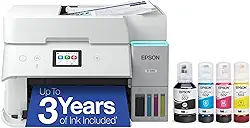 Epson EcoTank ET-4950 Impressora supertank colorida sem fio com até 3 anos de tinta, tanques recarregáveis, perfeita para escritório, 18 PPM, tela sensível ao toque colorida de 6 cm, alimentador