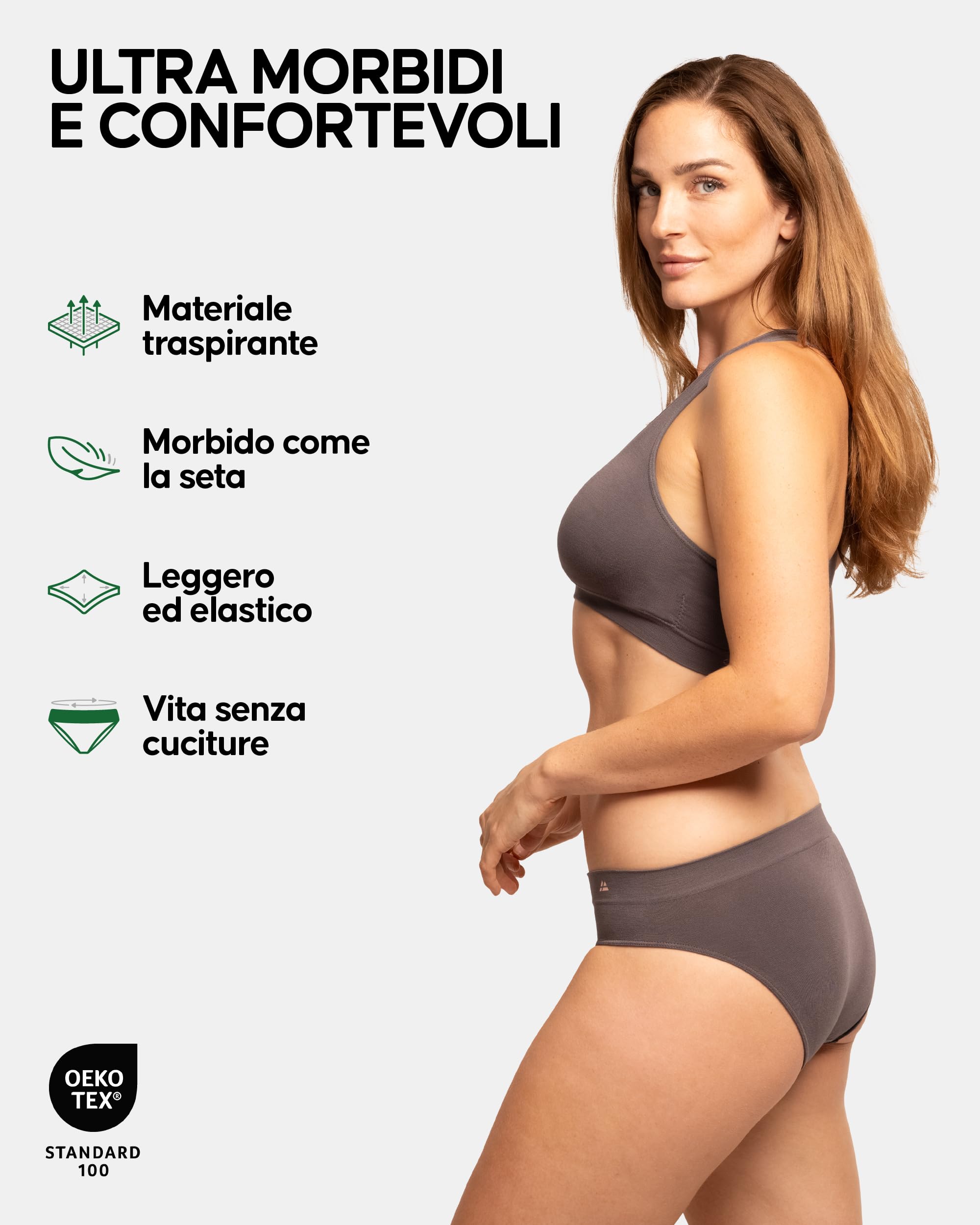DANISH ENDURANCE Slip Donna Senza Cuciture in Fibra di bambù, Mutande Bikini Elasticizzate, 3 Paia