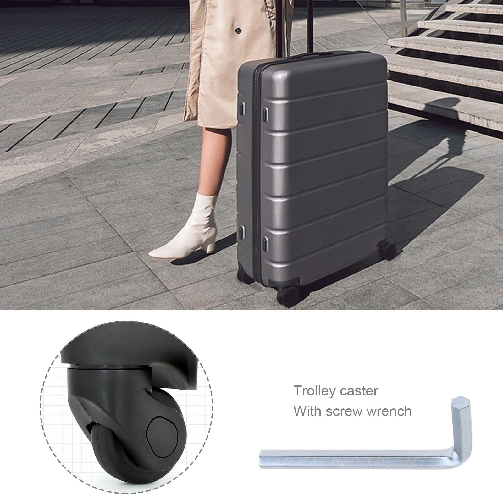 Image secondaire de Paire de bagages Valise 40 mm de remplacement réparation de roues essieux Deluxe Kit de réparation