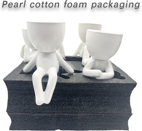 Miniatura 5 de Pturey 4 macetas de cerámica para suculentas con forma de humana decoración del hogar mini cactus suculentas decoración de escritorio blanco