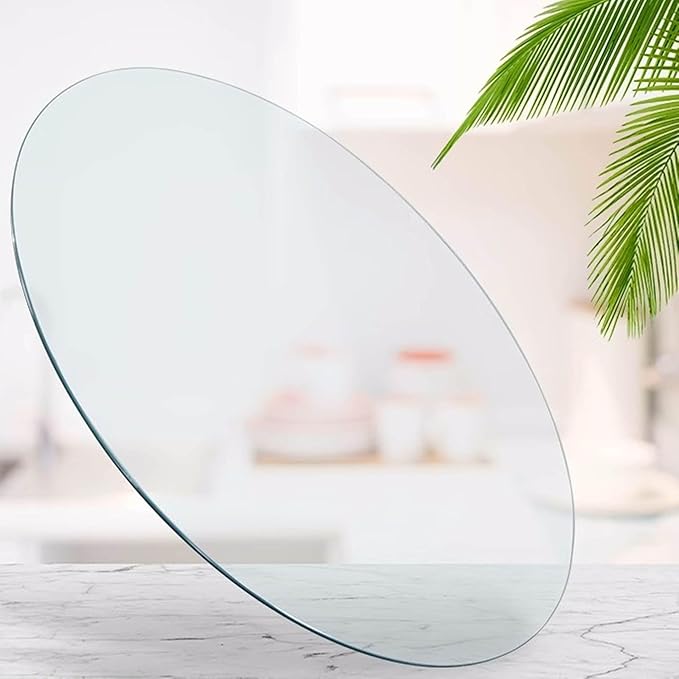 WEKEOT 28 Inch Round Glass Table Top Thick Tempered Glass Round Table Top Glass
