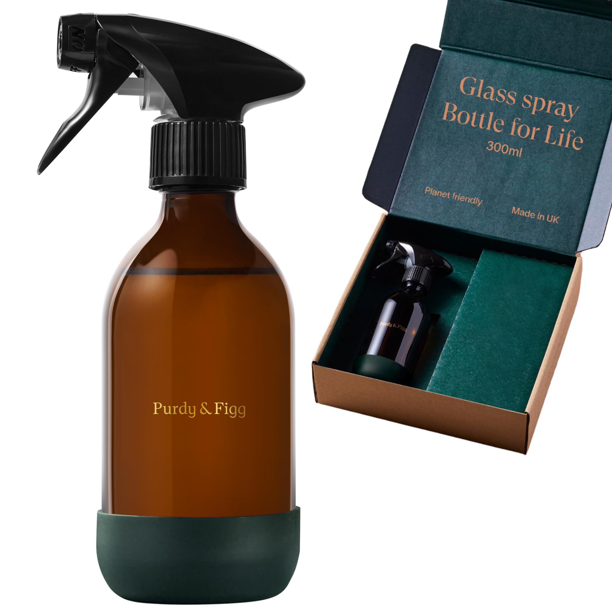 Purdy & Figg Bathroom Bliss Refill Bottle - 300 Ml New Version | Bathroom Bliss Bottle For Life | 300Ml Refillable Spray Bottle | Adjustable Trigger | Sustainable & Reusable | Glass Bottle For Cleaning Solutions | Easy Mix & Use For All Surfaces