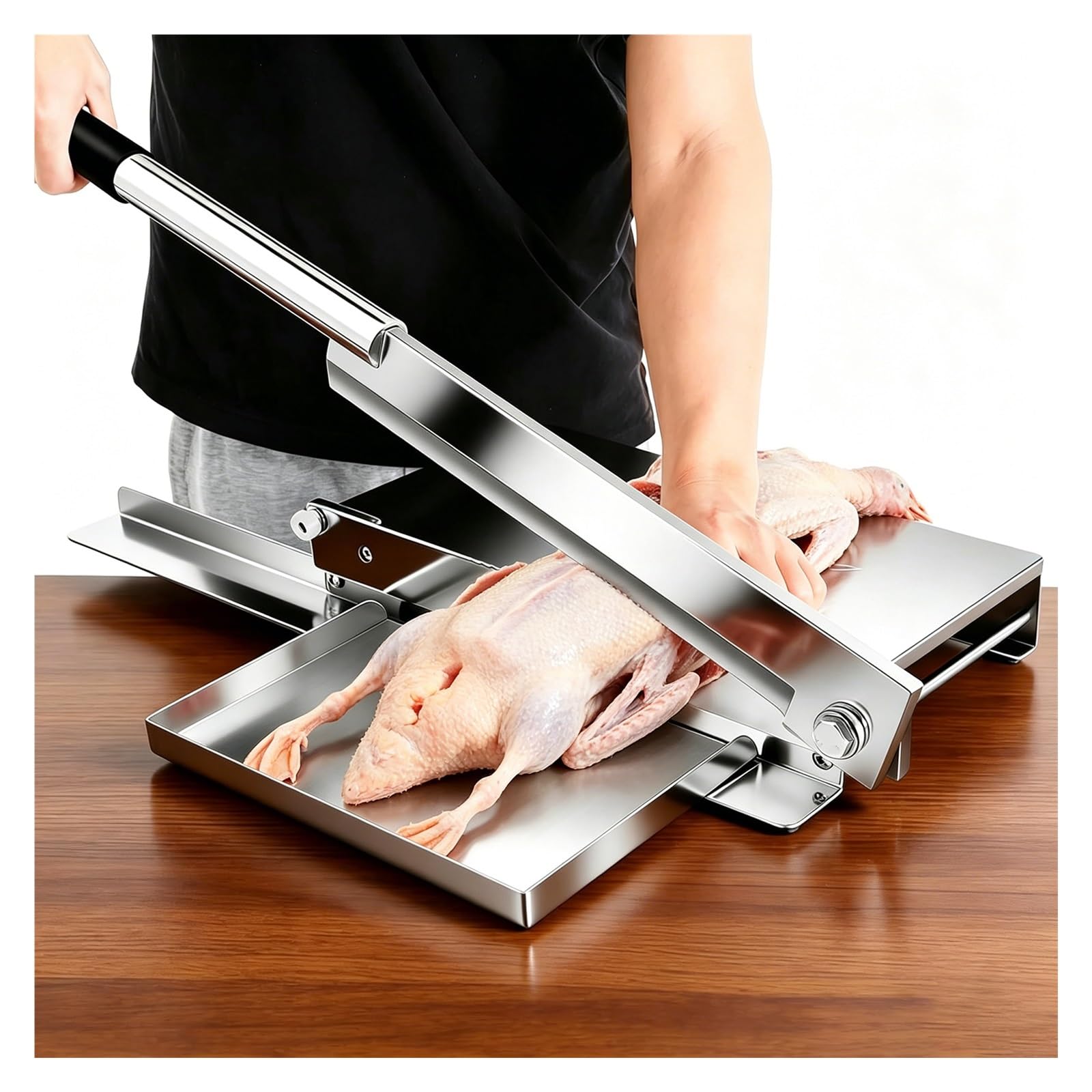 Cortadora de Carne Manual de Acero Inoxidable para Costillas, Ideal para cocinar en casa. Herramienta para Cortar Huesos pequeños de Pollo, chuletas de Cordero y Hierbas.