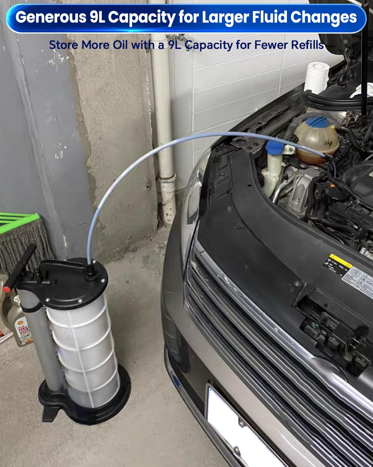 ATPEAM Pompe Manuelle Vidange Huile Moteur 9L, Extracteur à Vide pour Vidange de Liquides Voiture, Moto, Camion