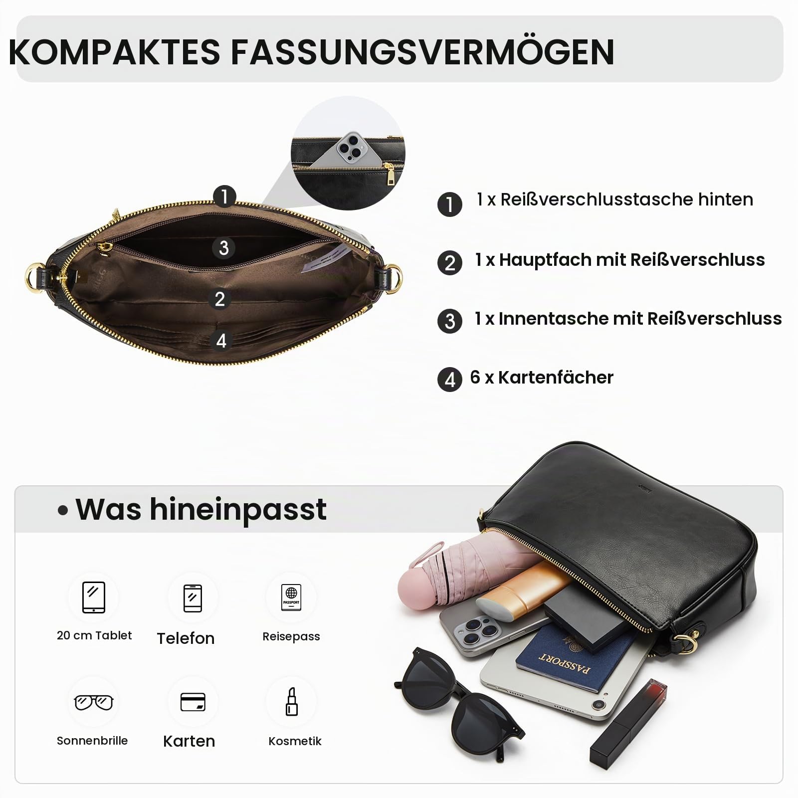 Kattee Handtasche Damen Klein, Umhängetasche Damen aus Echtem Leder, Crossbody Bag Damen, Retro Mini Hobo Bag für Dating Party Einkaufe