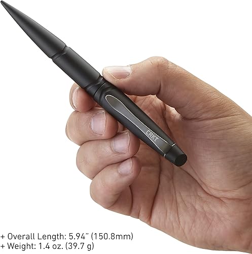 Vista 6 de CRKT Williams Tactical Pen 2: Low Profile, EDC Self Defense Survival Bolígrafos hechos de aluminio anodizado negro con cartucho de tinta Fisher