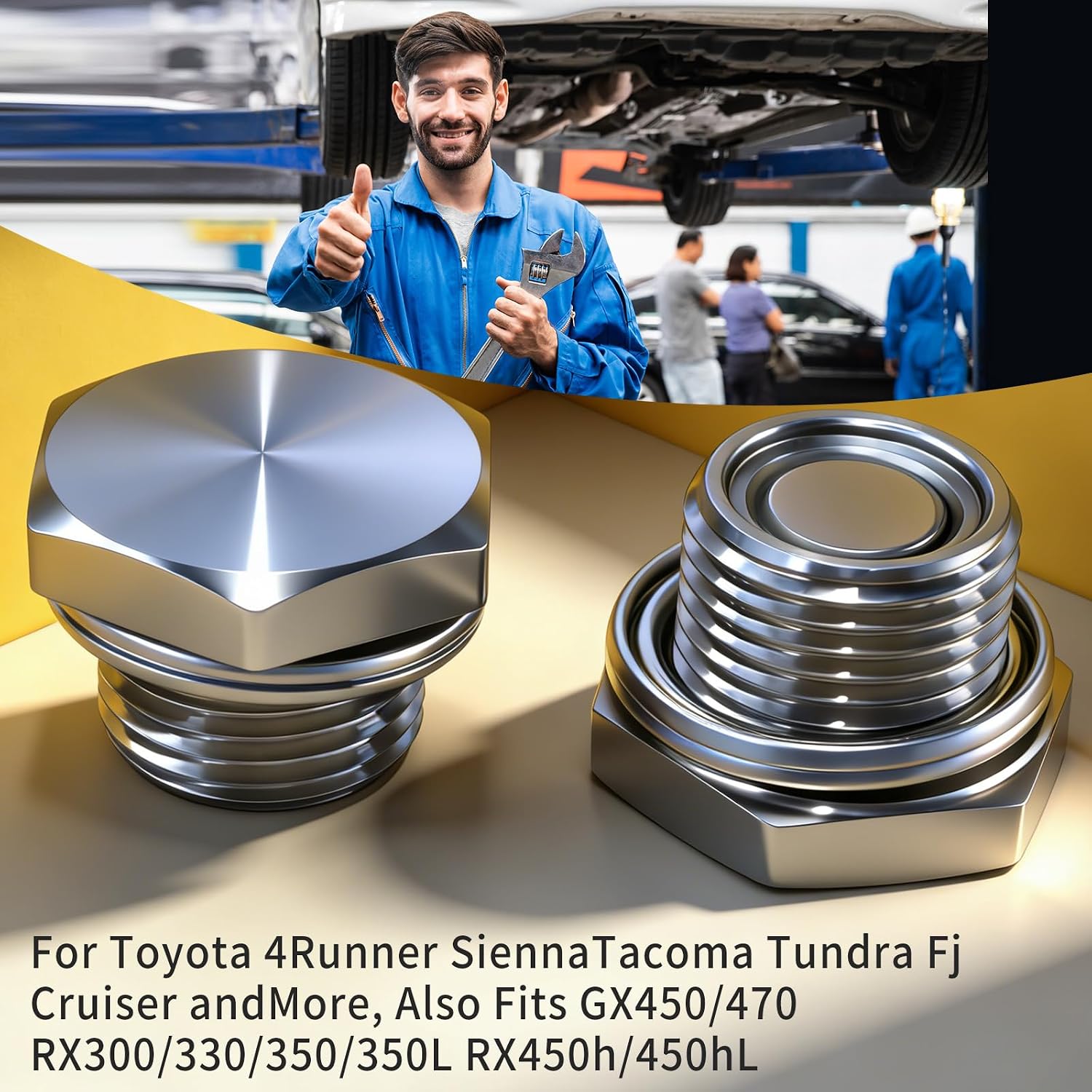 Rear Differential Drain Plug (Stainless Steel) for Toyota 4Runner FJ Cruiser Matrix Pickup Trucks Previa Starlet Tacoma Tundra and Minivans Compatible with Models 470 RX300/330/350/350L (2-Pack)