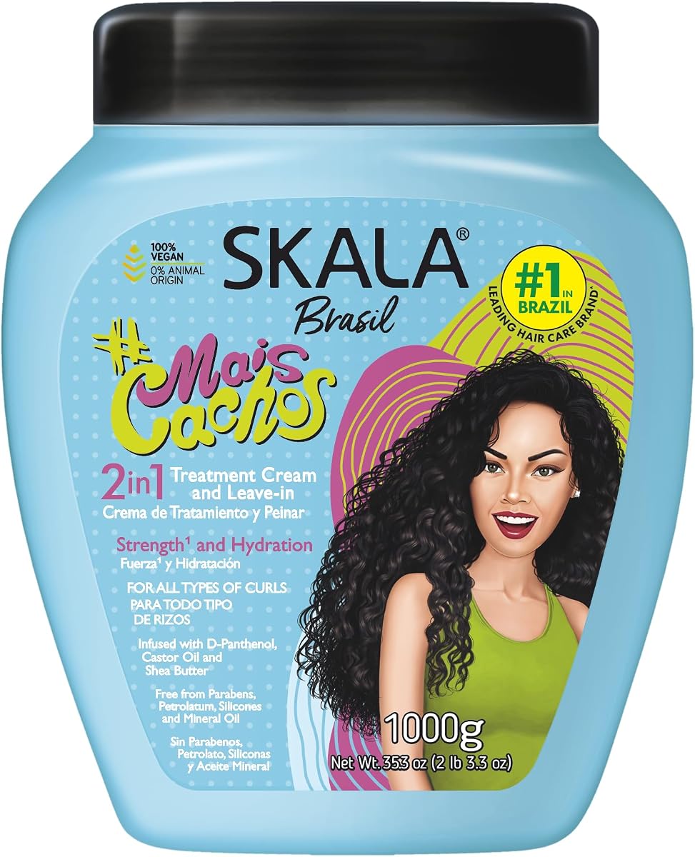 SKALA Mais Cachos Hair Type 3ABC - Eliminate Anti Frizz, For Curly Hair -2 in 1 Conditioning Treatment Cream and Cream To Comb 100% VEGAN 35.2 Oz (1 Pack)